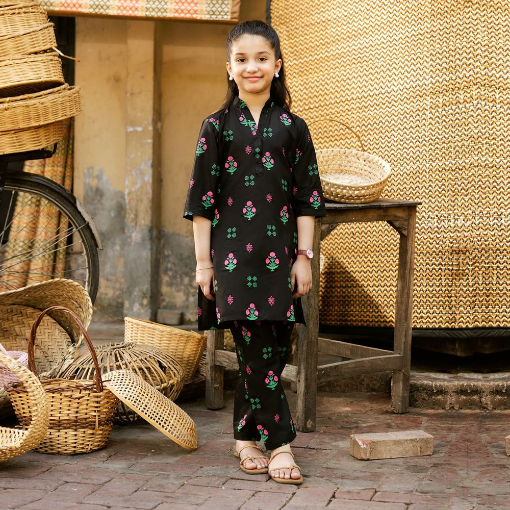 Girls Shalwar Suit - Black, Girls Shalwar Kameez, Chase Value, Chase Value