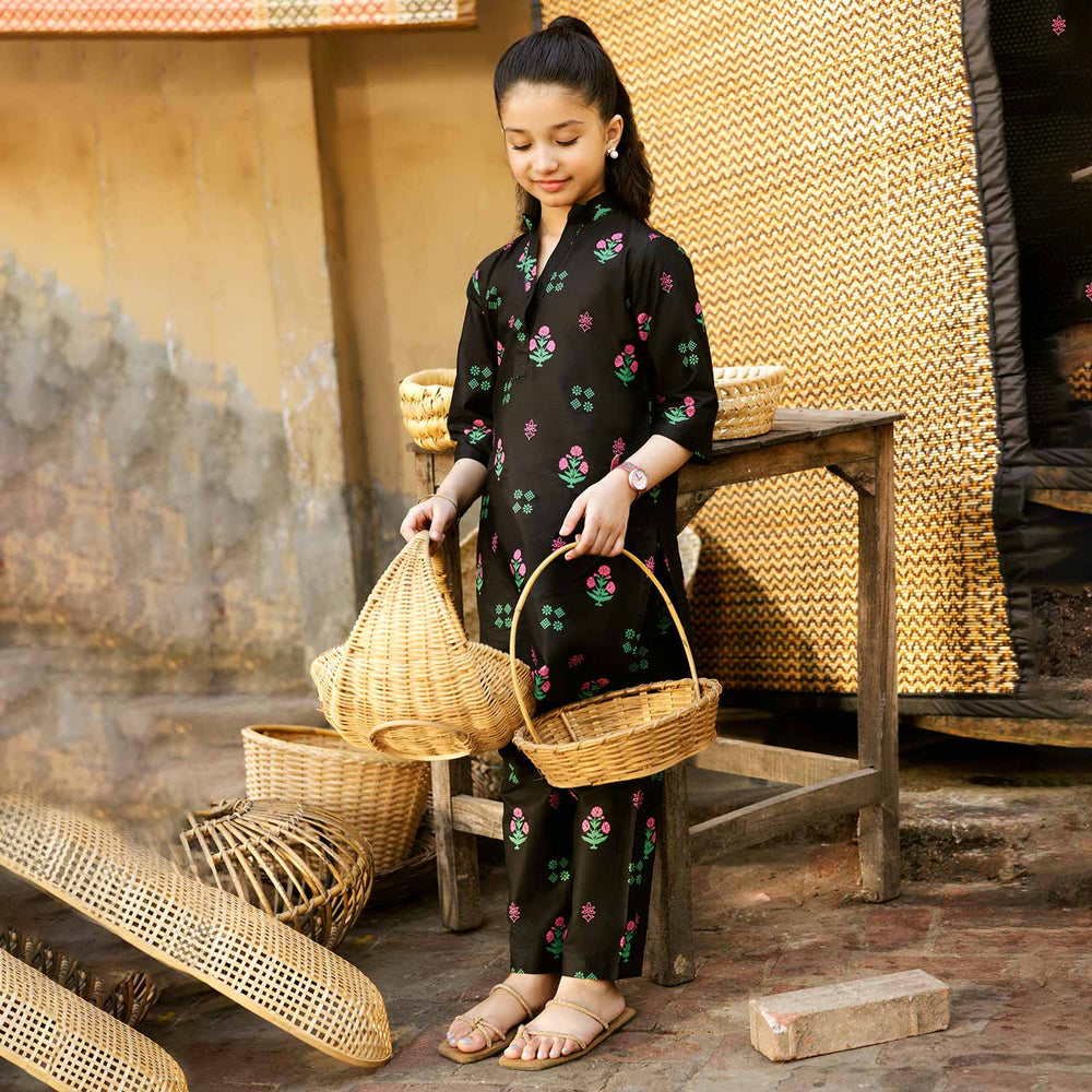Girls Shalwar Suit - Black, Girls Shalwar Kameez, Chase Value, Chase Value