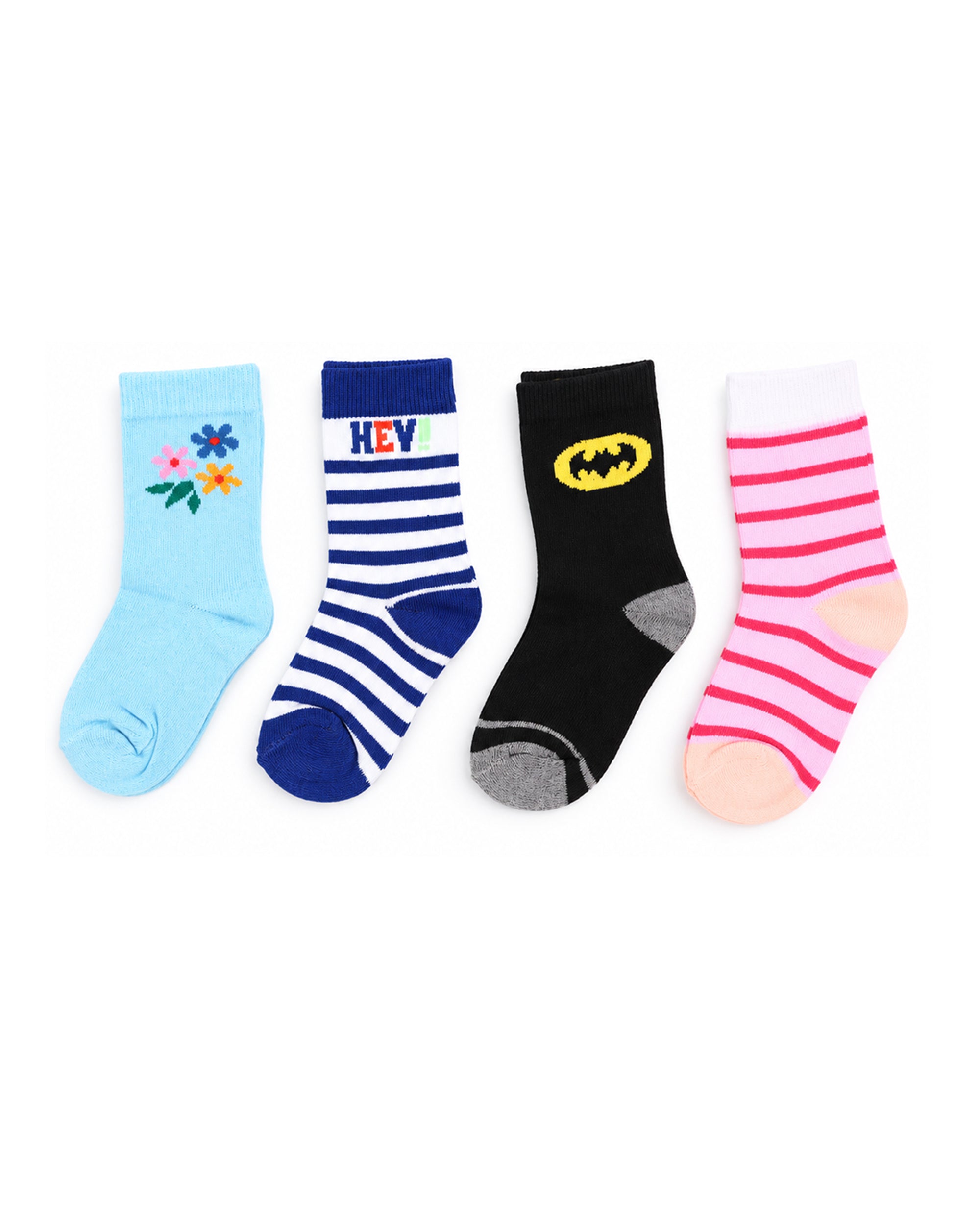 Valuables Girls Printed Lycra Socks - 4 Pc