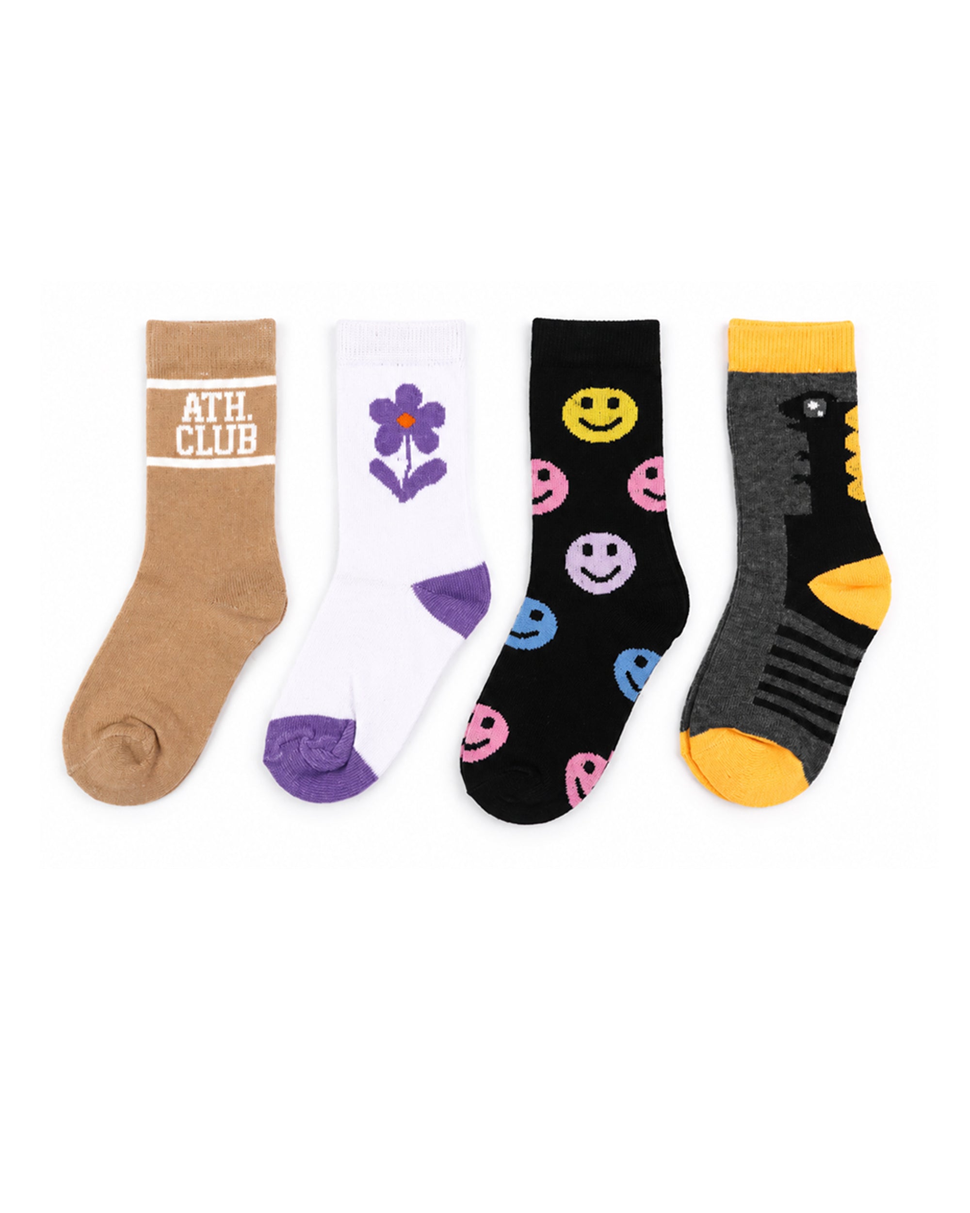 Valuables Girls Printed Lycra Socks - 4 Pc