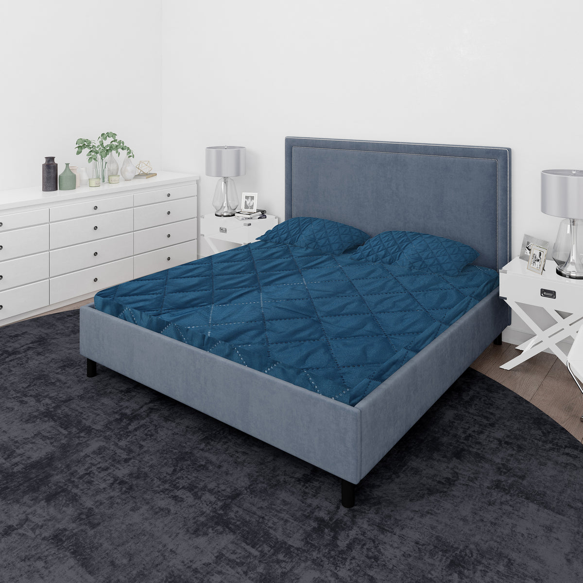 King Quilted Cotton Waterproof Mattress Protector 72X78" - Zinc, Mattress Protector, Chase Value, Chase Value