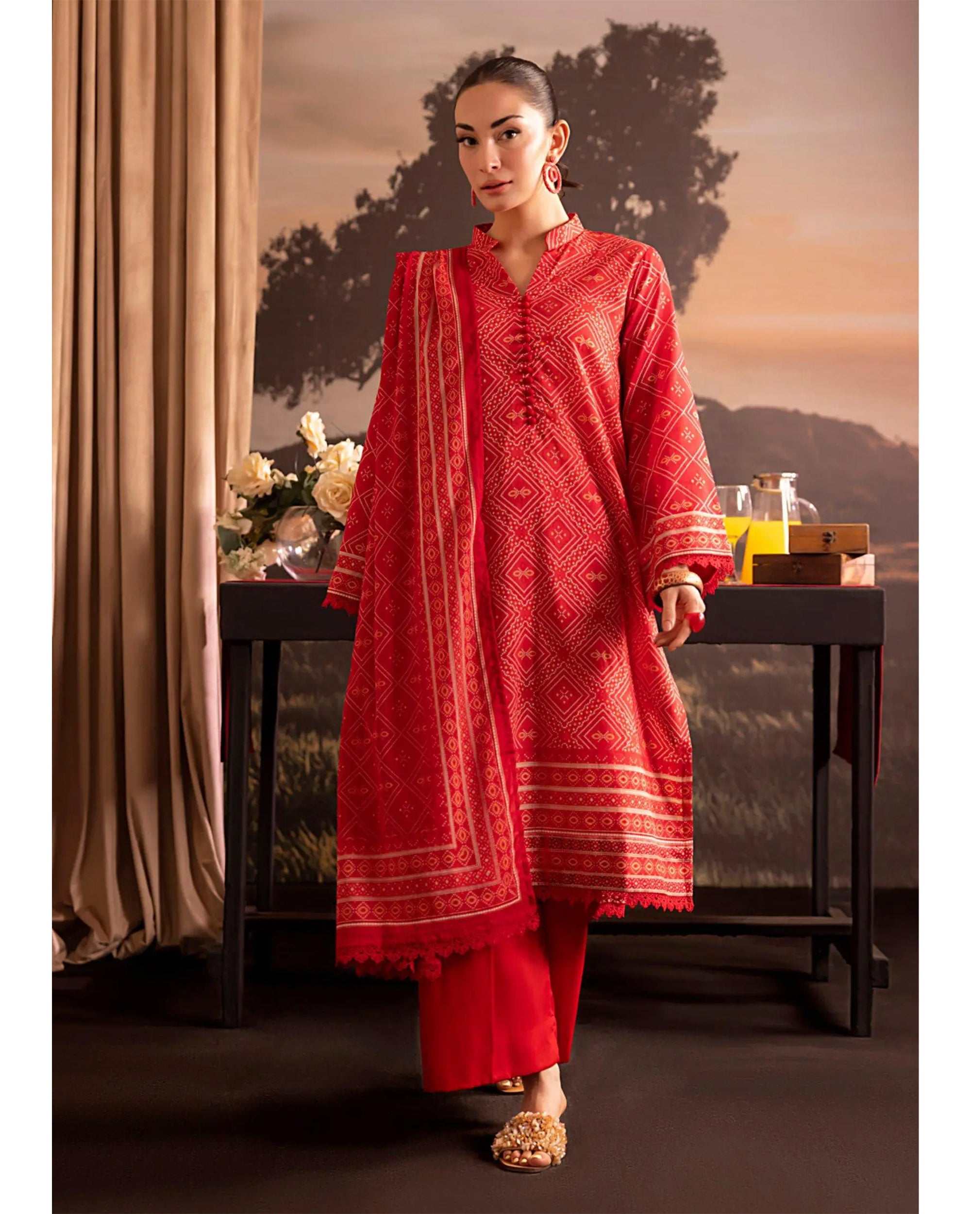 Women's Printed Suit 3-Pc - Inspired by Khaddi - 3
