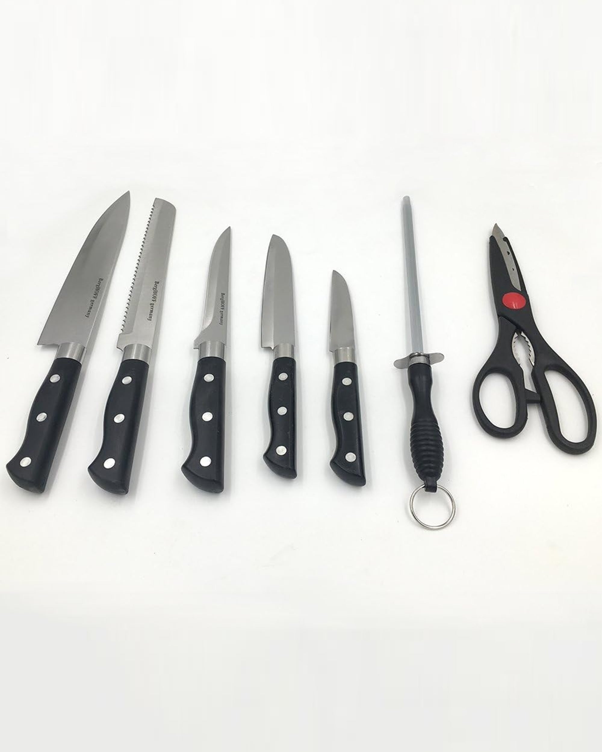 Knife Set 8 Pcs with Chopper, Knives & Cutting Board, Chase Value, Chase Value