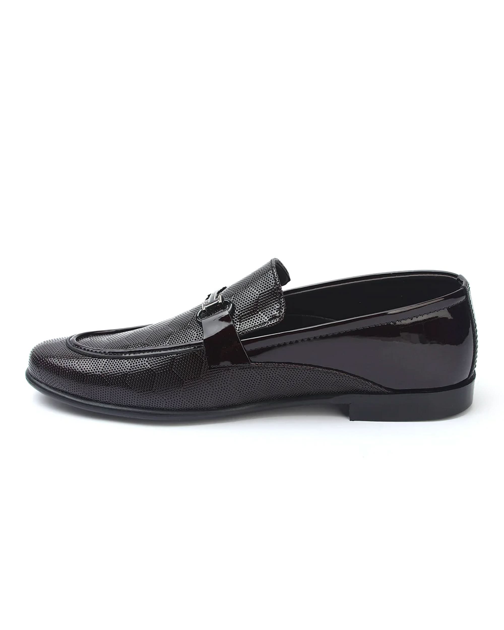 Valuable Maroon Leather Loafers with Buckle Accent, Men's Formal Shoes, Chase Value, Chase Value