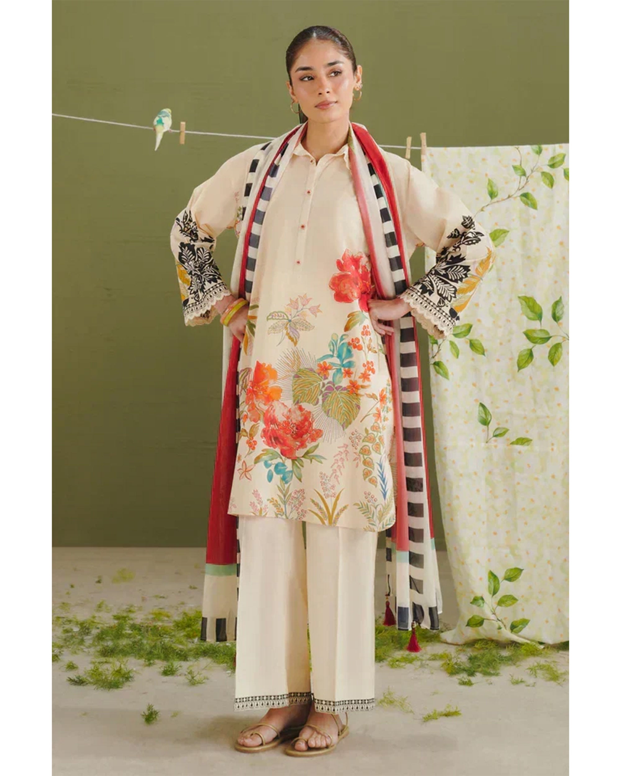 Women's Printed Suit 3-Pc - Inspired by Zara Shah Jahan - 3