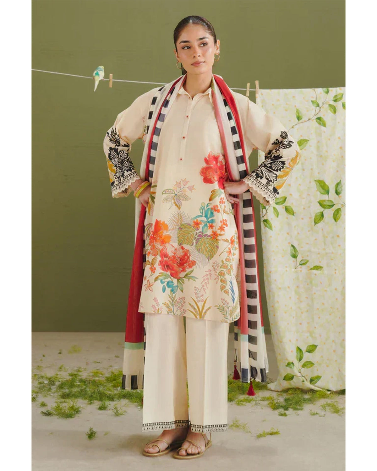 Women's Printed Suit 3-Pc - Inspired by Zara Shah Jahan - 3