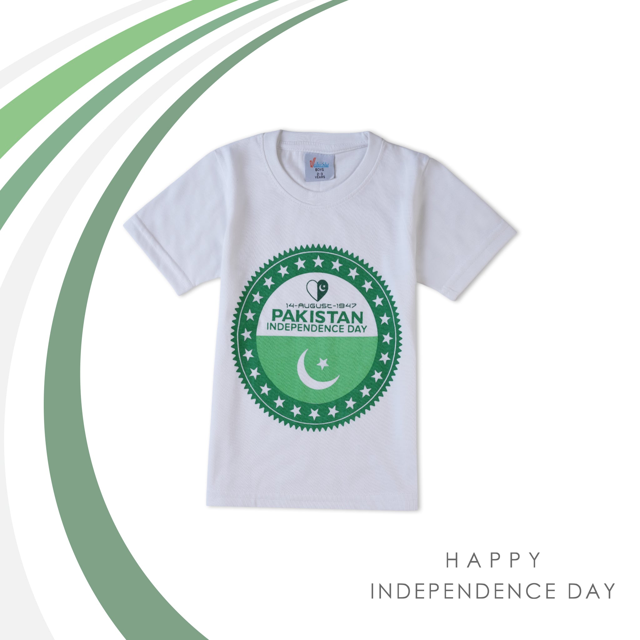 Valuable Boys Half Sleeves Azadi T-Shirt - White, Boys T-Shirts, Valuable, Chase Value