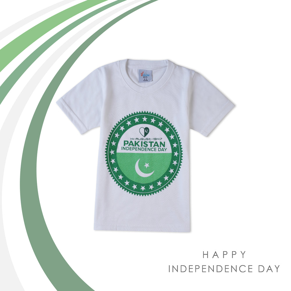 Valuable Boys Half Sleeves Azadi T-Shirt - White, Boys T-Shirts, Valuable, Chase Value