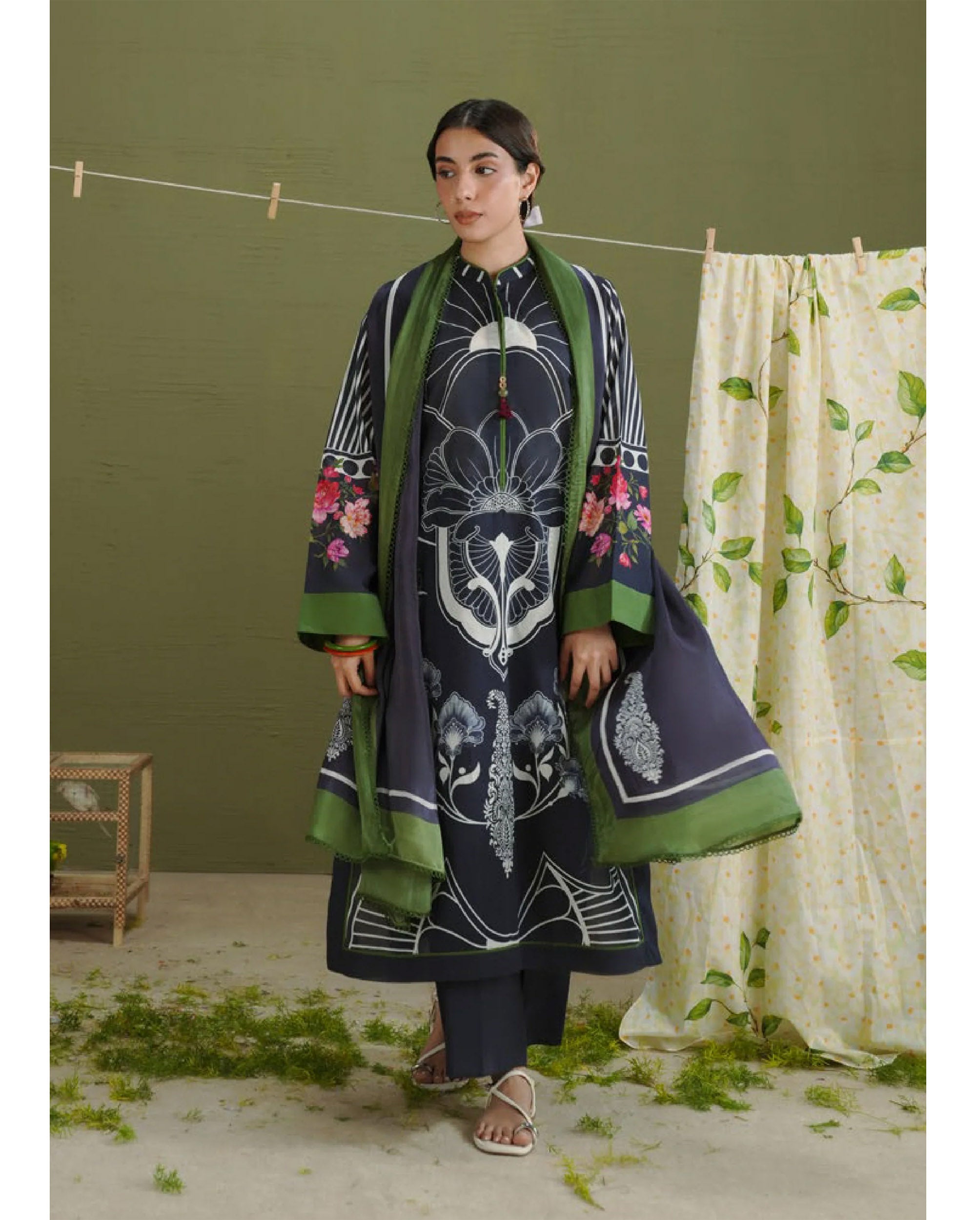 Women's Printed Suit 3-Pc - Inspired by Zara Shah Jahan - 4
