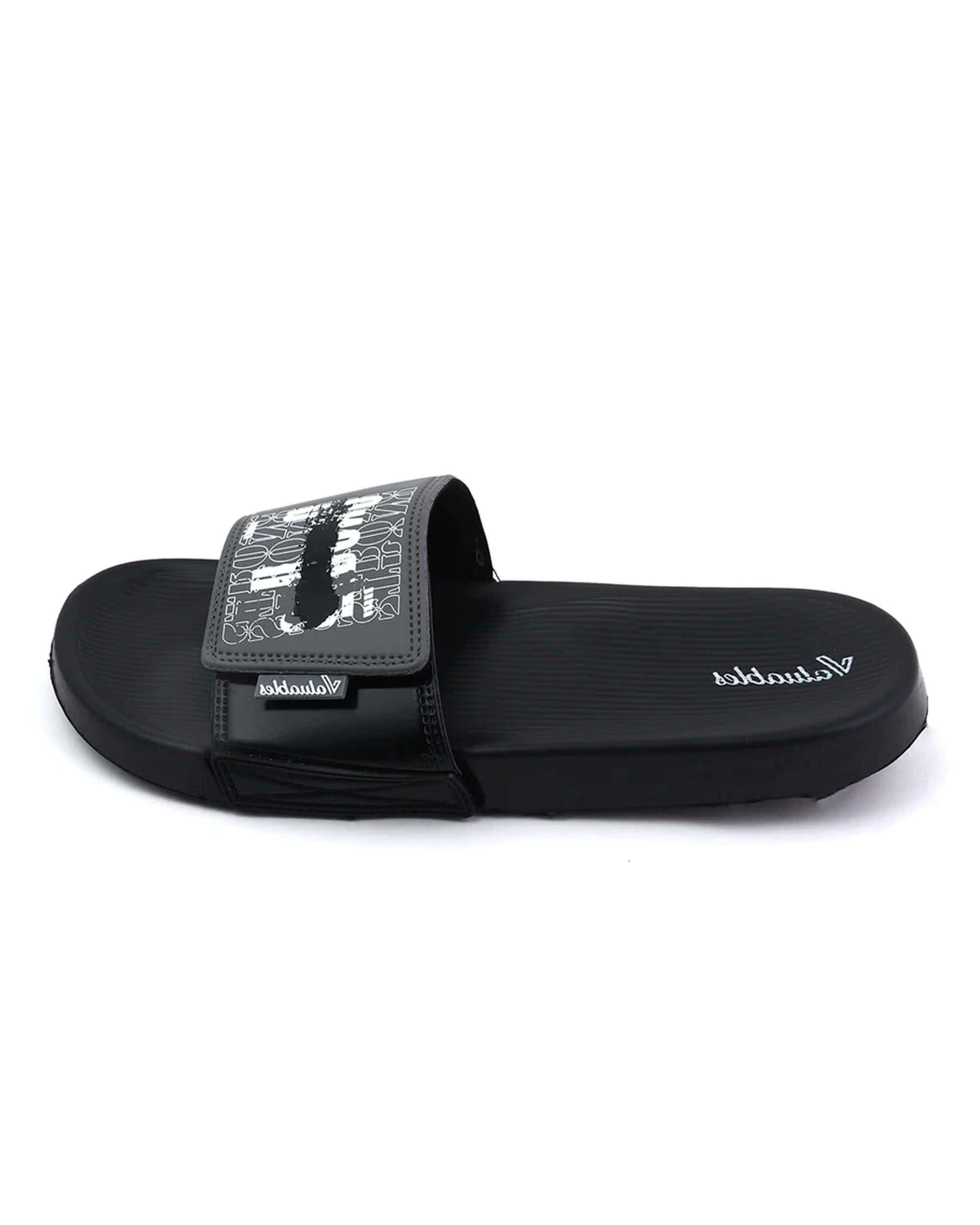Valuable Open-toe Men's Slider - Black & Gray, Men's Slippers, Chase Value, Chase Value