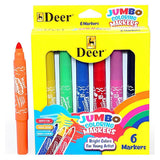 Deer Jumbo Coloring Marker Pack of 6 - Multi Color, Pencil Boxes & Stationery Sets, Deer, Chase Value