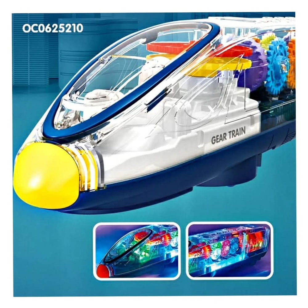 White Whale Transparent Bump and Go Train with 3D Lightning, Moving Gears, and Music, Musical Toys, Chase Value, Chase Value