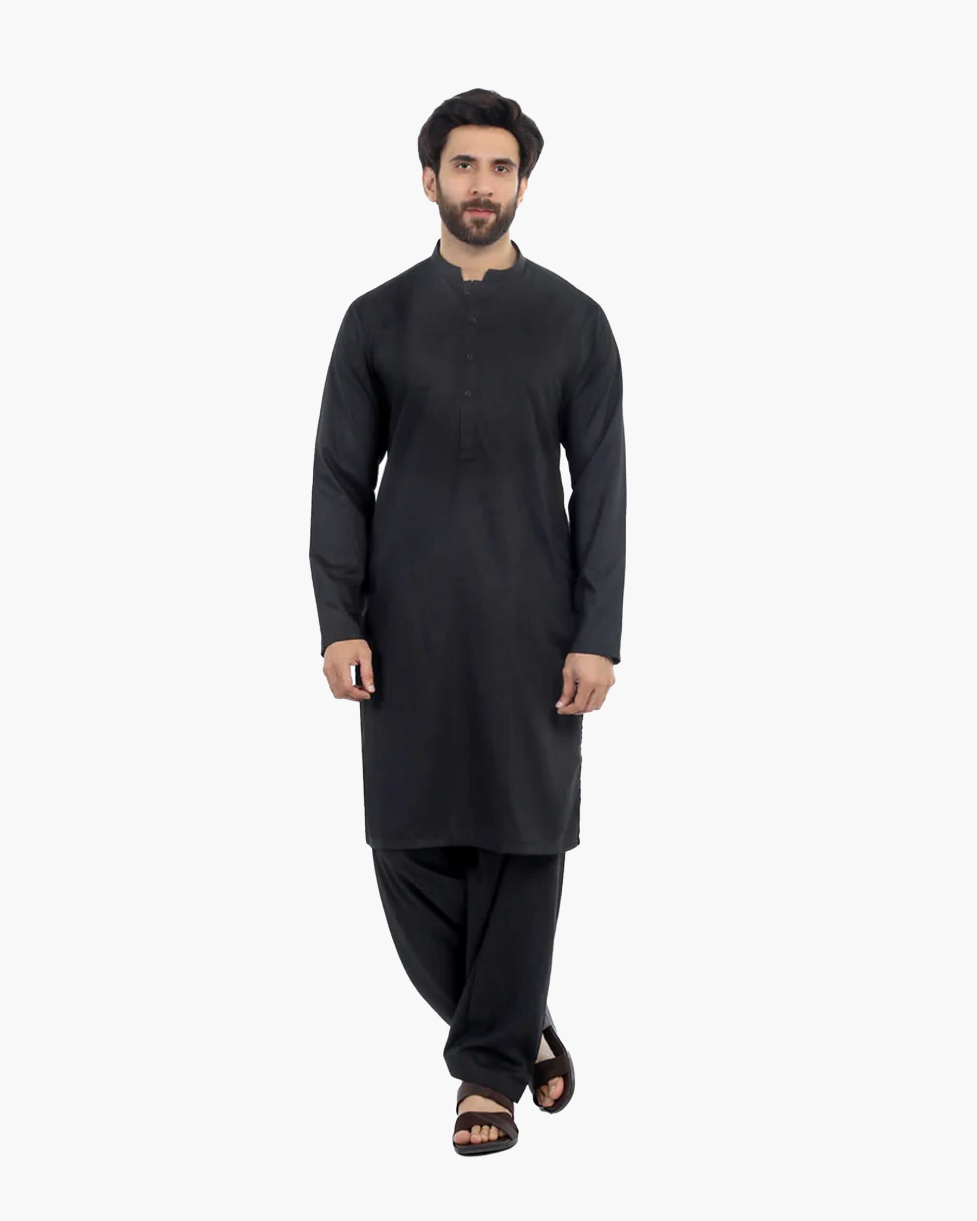 Valuable Men's Plain Shalwar Suit - Black, Men's Shalwar Kameez, Chase Value, Chase Value