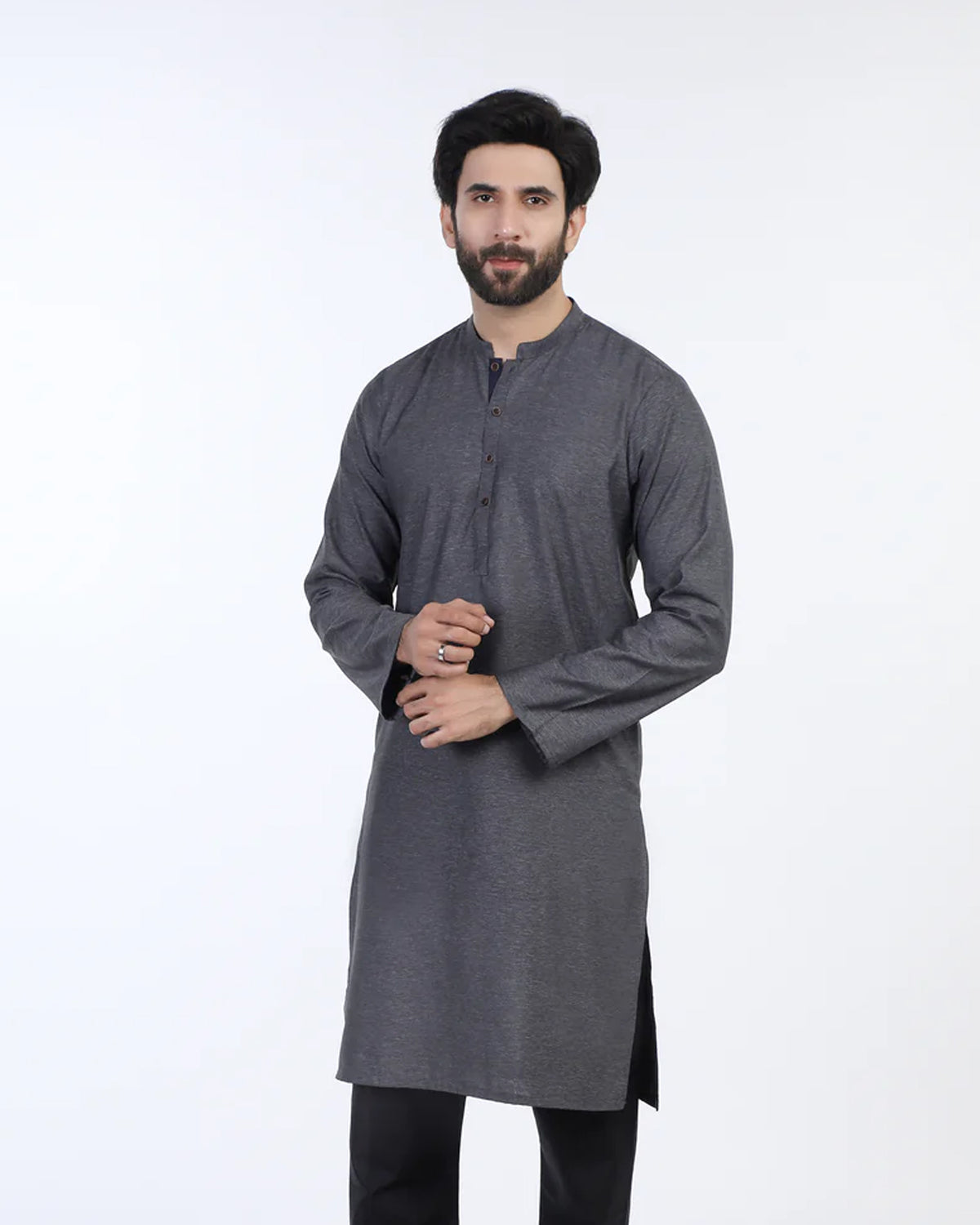 Men's Slim Fit Kurta - Grey, Men's Kurtas, Chase Value, Chase Value
