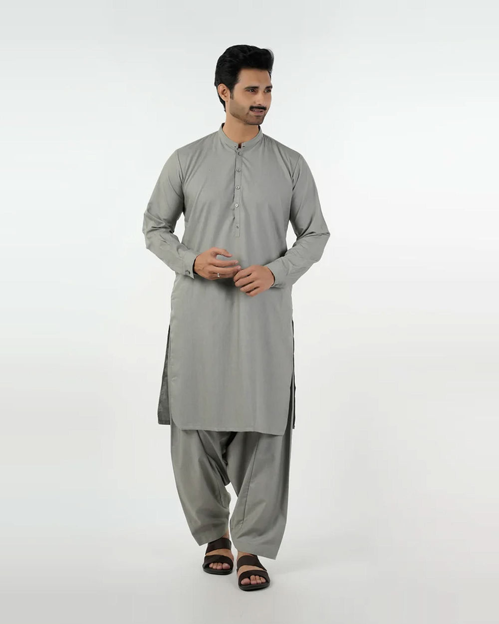 Eminent Men's Trim Fit Shalwar Suit - Ash Grey, Men's Shalwar Kameez, Eminent, Chase Value