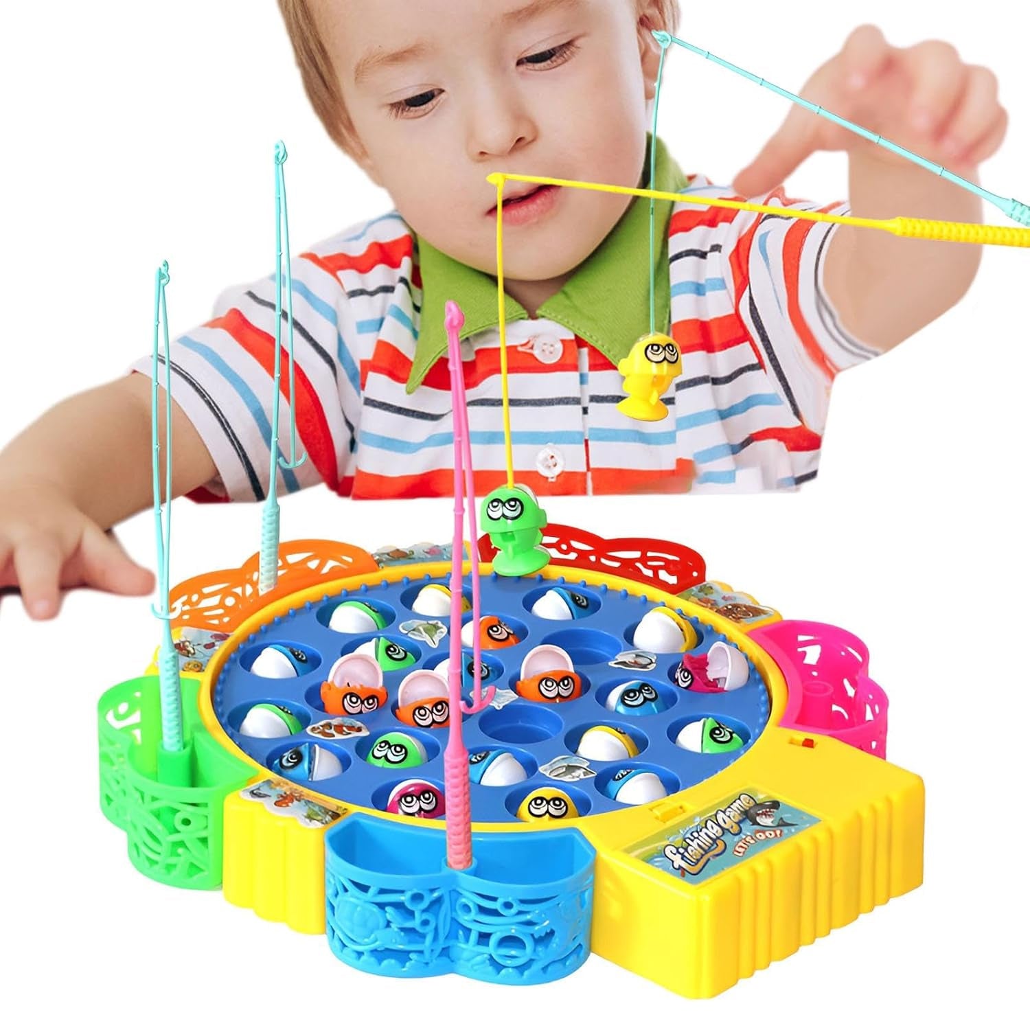 Battery Operated  Fishing Game With Music 15 Pcs - Multi Color, Non-Remote Control, Chase Value, Chase Value