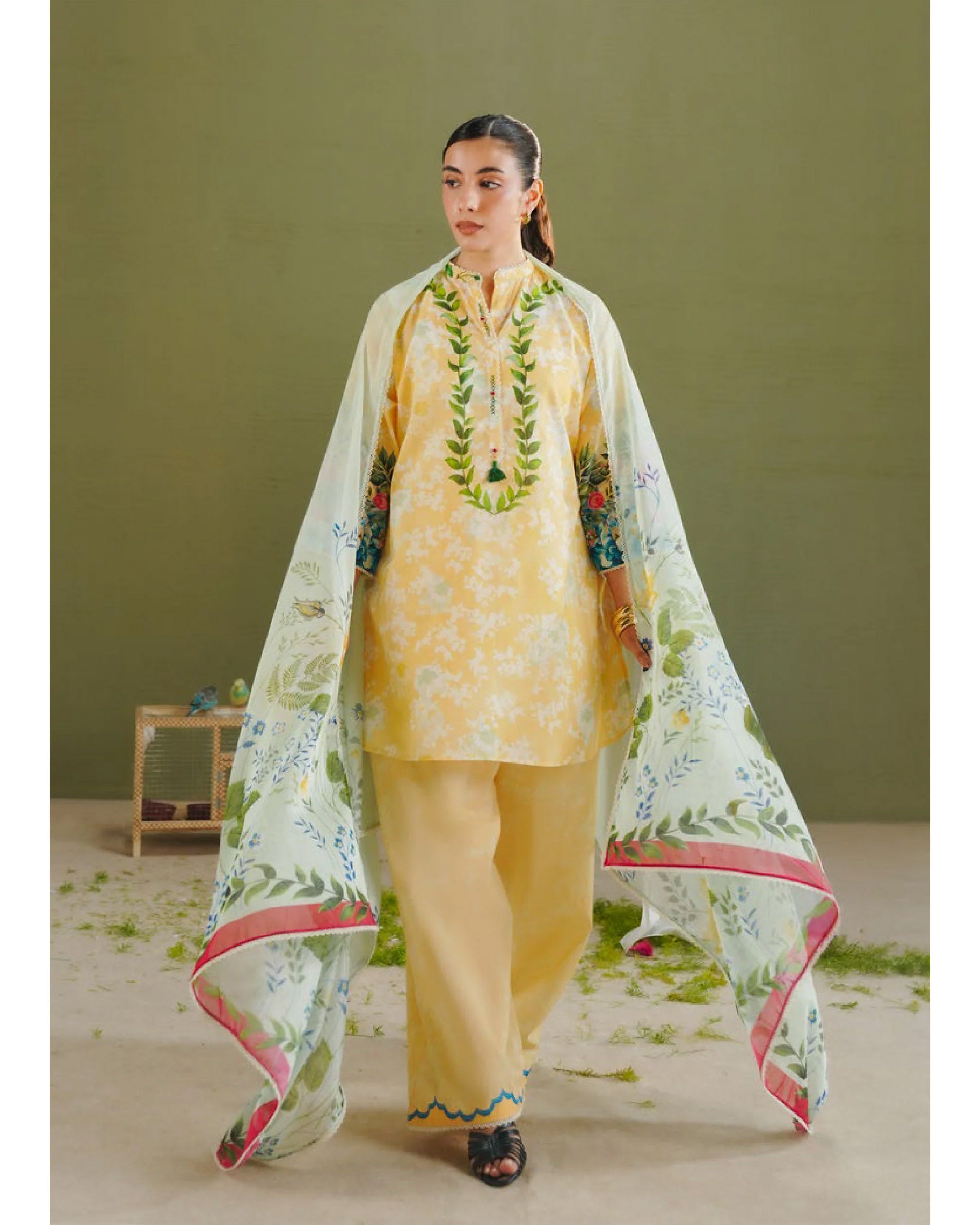 Women's Printed Suit 3-Pc - Inspired by Zara Shah Jahan - 9