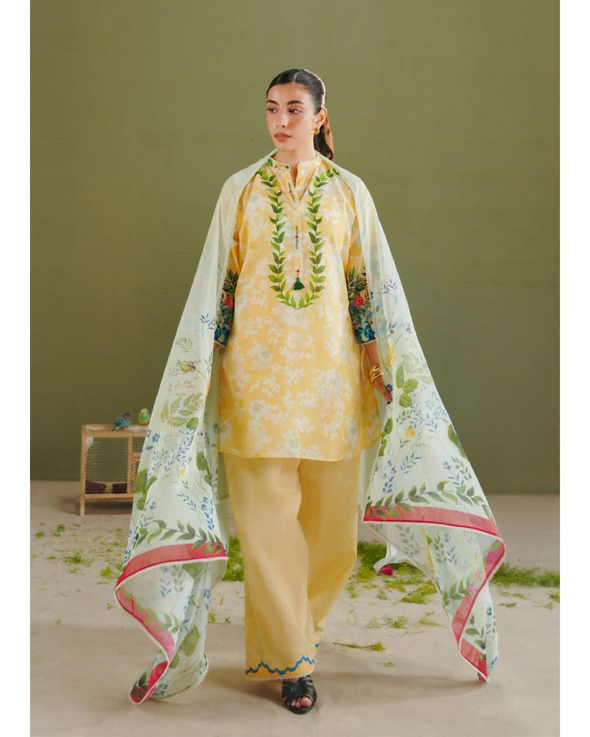 Women's Printed Suit 3-Pc - Inspired by Zara Shah Jahan - 9