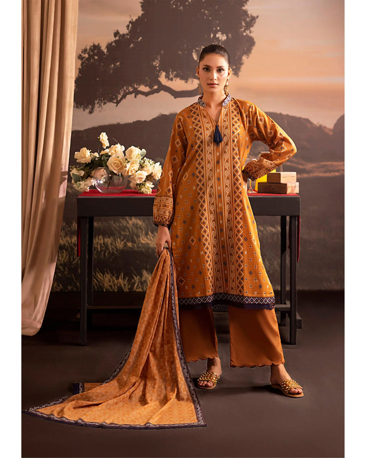 Women's Printed Suit 3-Pc - Inspired by Khaddi - 6