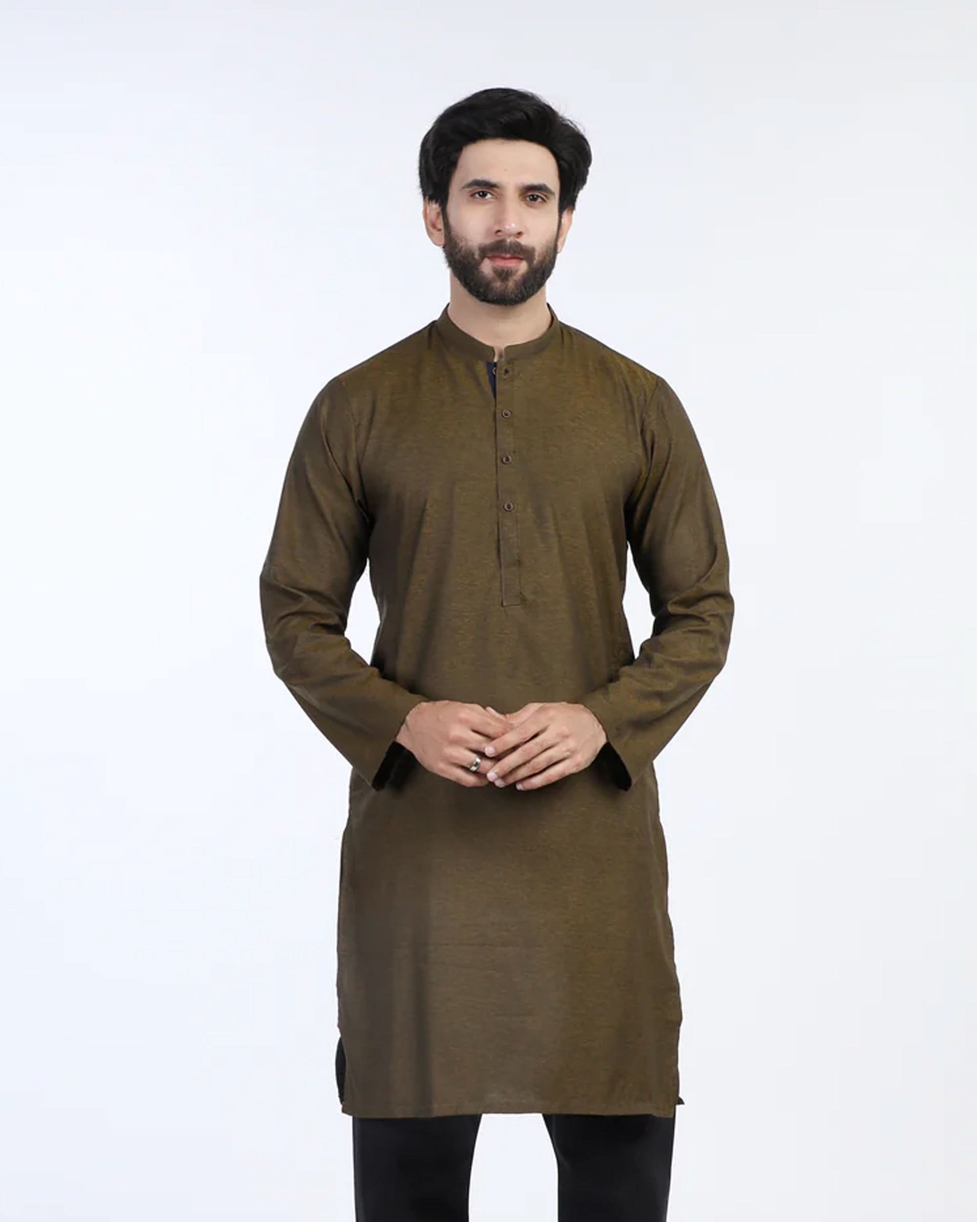 Men's Slim Fit Kurta - Tobacco, Men's Kurtas, Chase Value, Chase Value