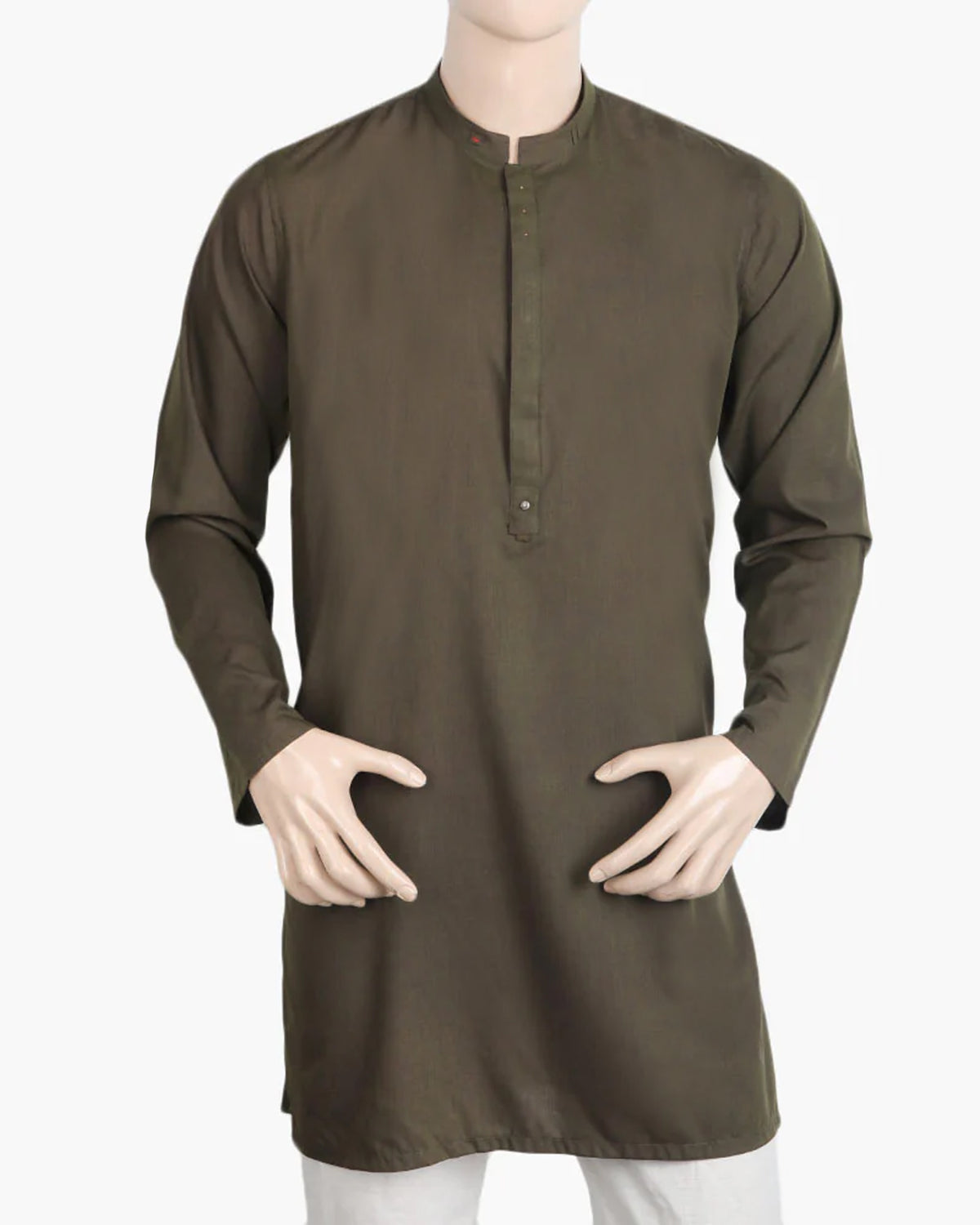 Eminent Men's Trim Fit Kurta - Olive Green