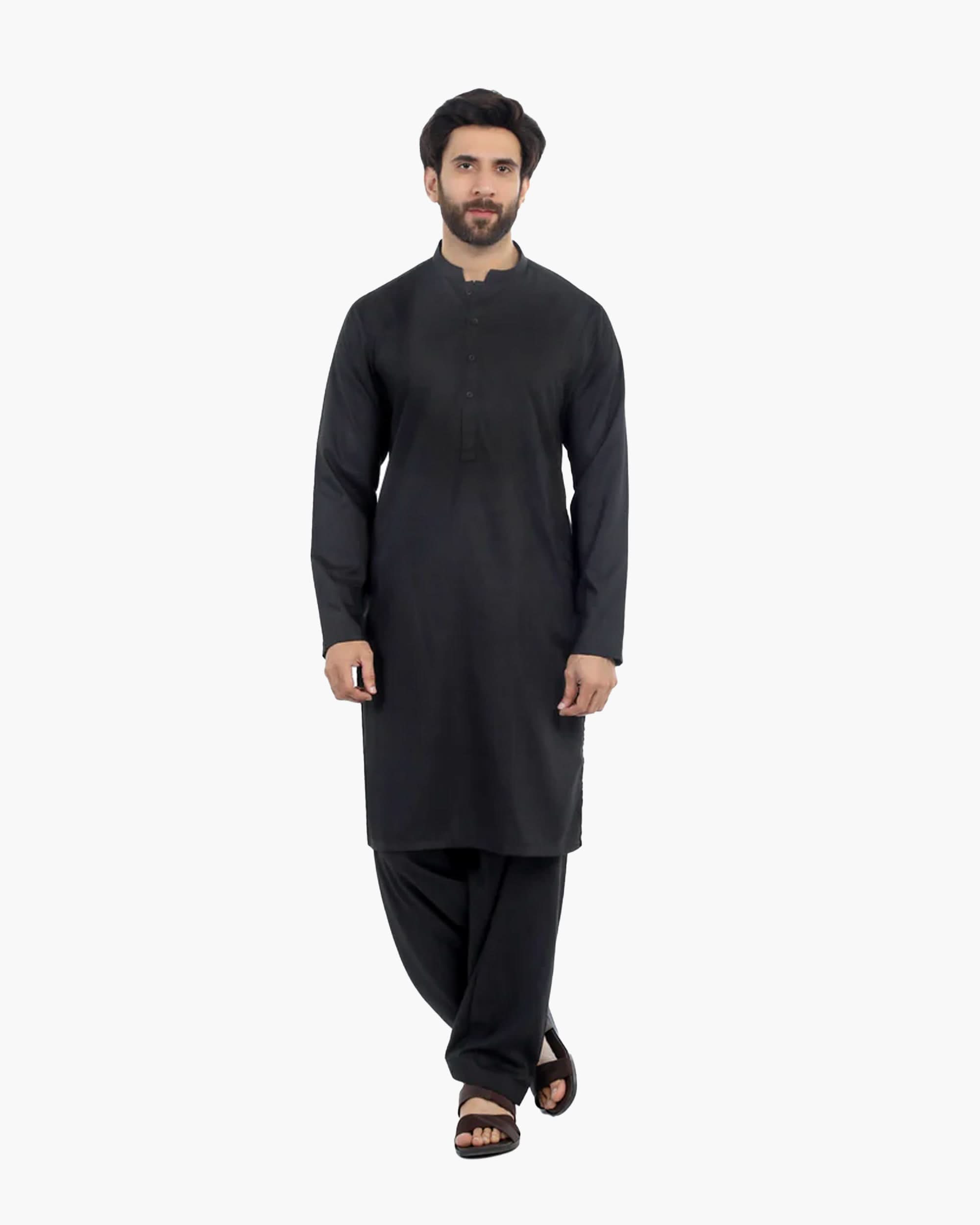 Valuable Men's Plain Shalwar Suit - Black, Men's Shalwar Kameez, Chase Value, Chase Value