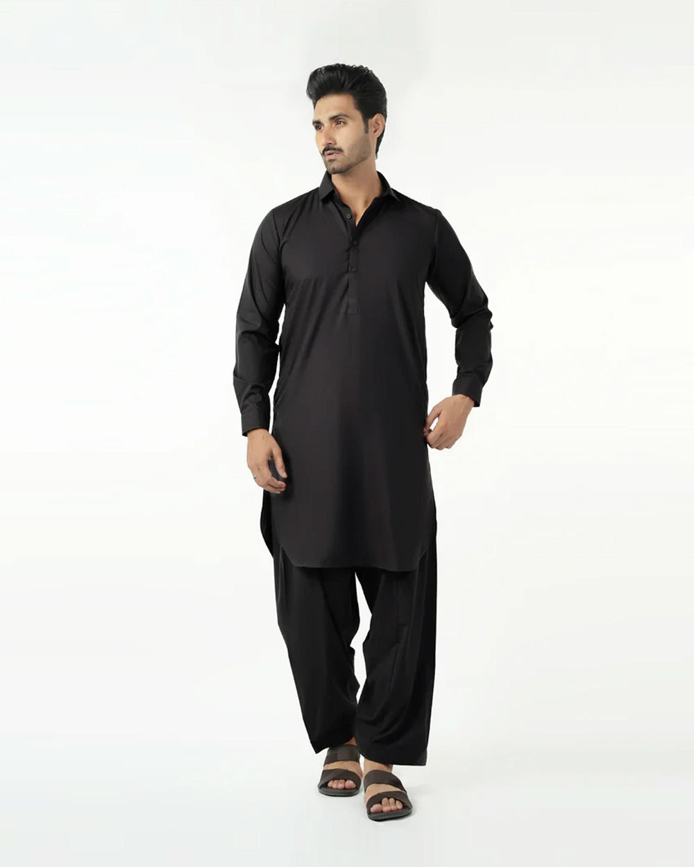 Valuable Men's Plain Kameez Shalwar Suit - Black, Men's Shalwar Kameez, Chase Value, Chase Value