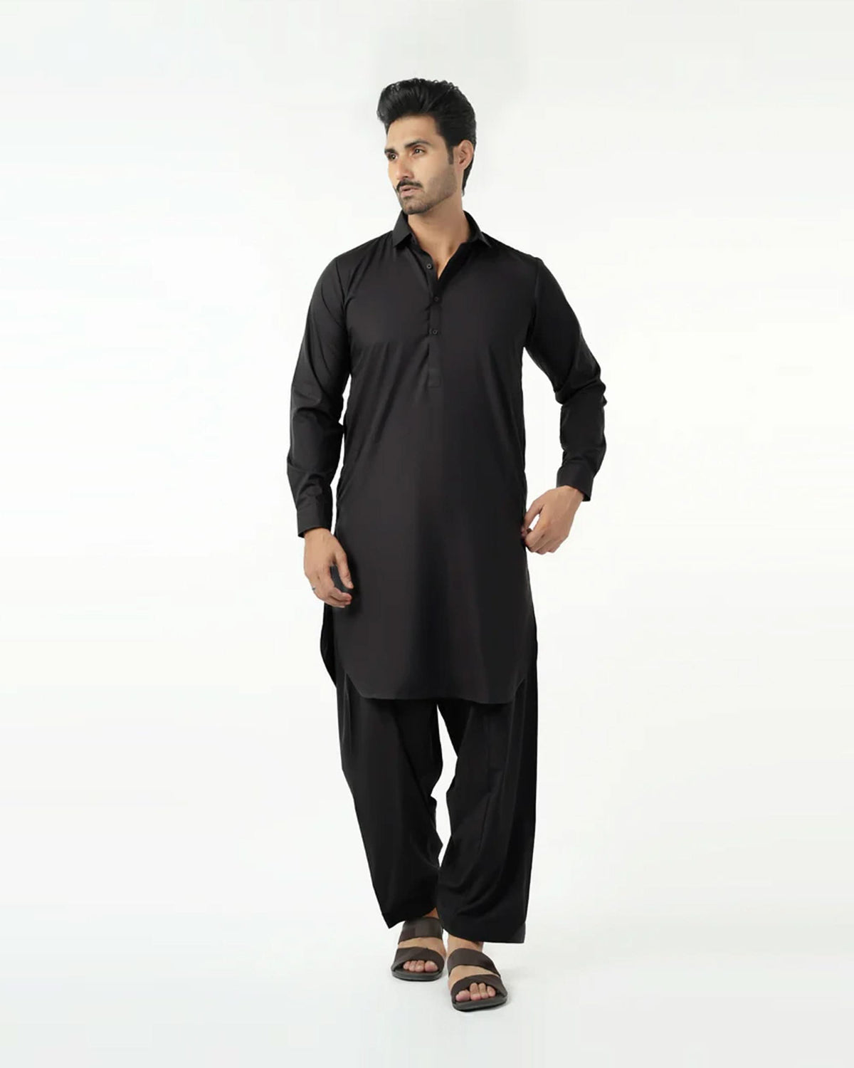 Valuable Men's Plain Kameez Shalwar Suit - Black, Men's Shalwar Kameez, Chase Value, Chase Value