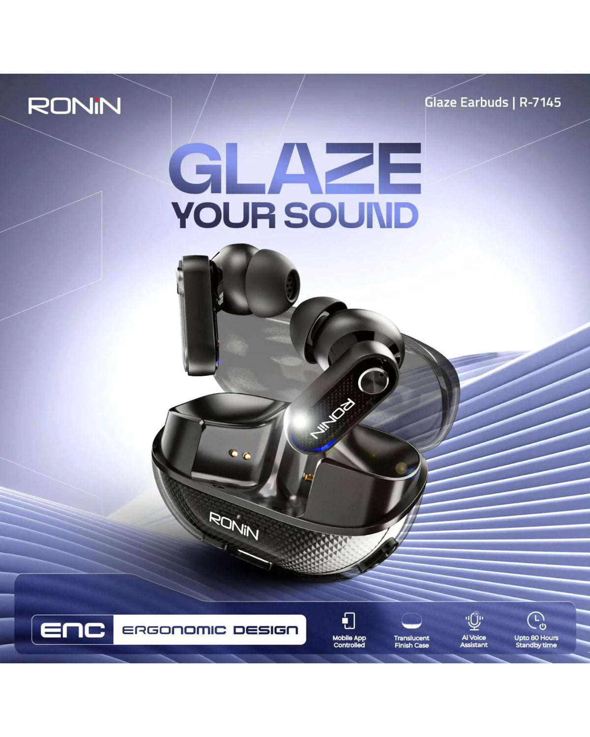 RONIN EARBUDS GLAZE R-7145, Hands Free / Head Phones, Chase Value, Chase Value