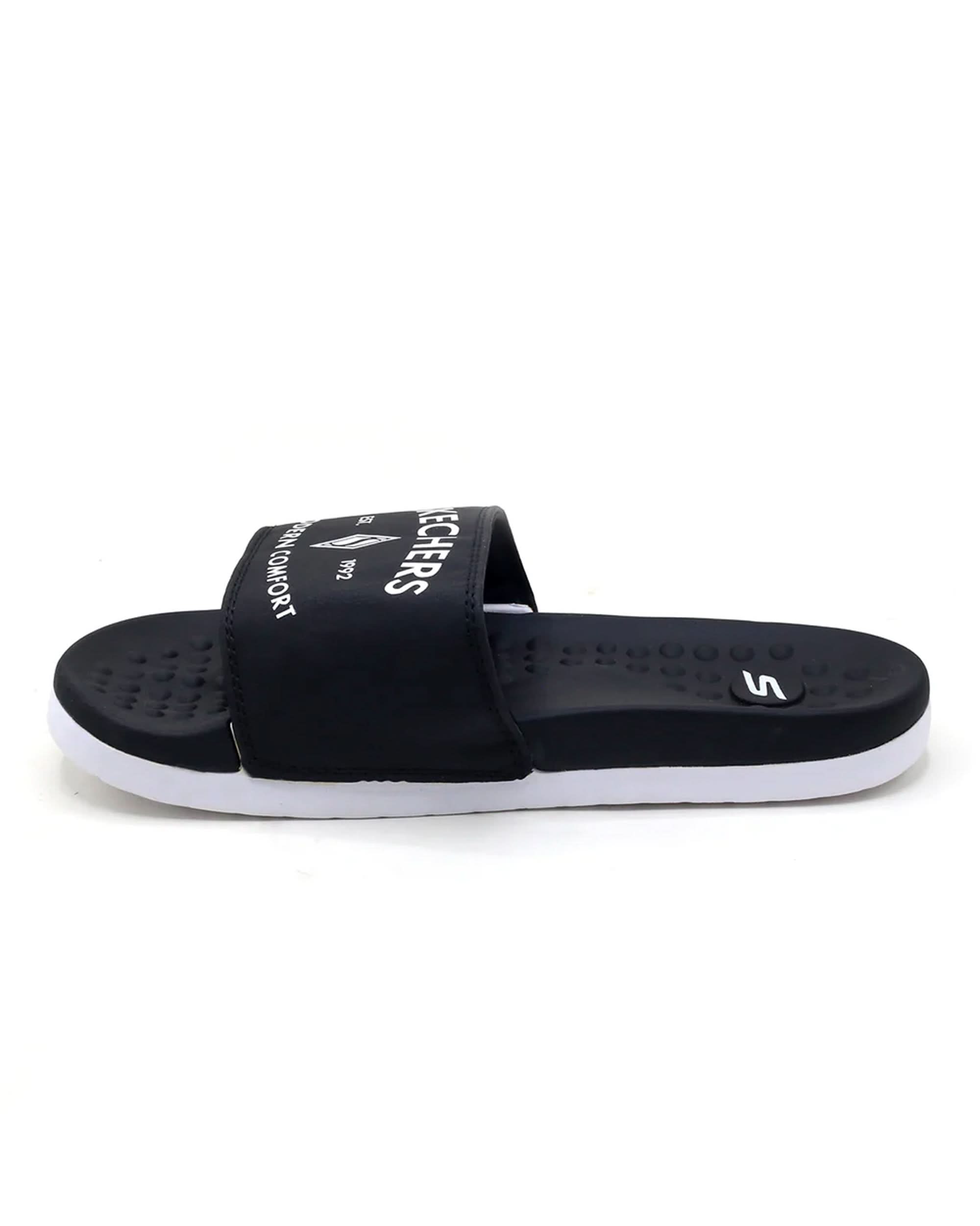 Sneakers Modern Comfort Slider For Men - Black & White, Men's Slippers, Chase Value, Chase Value