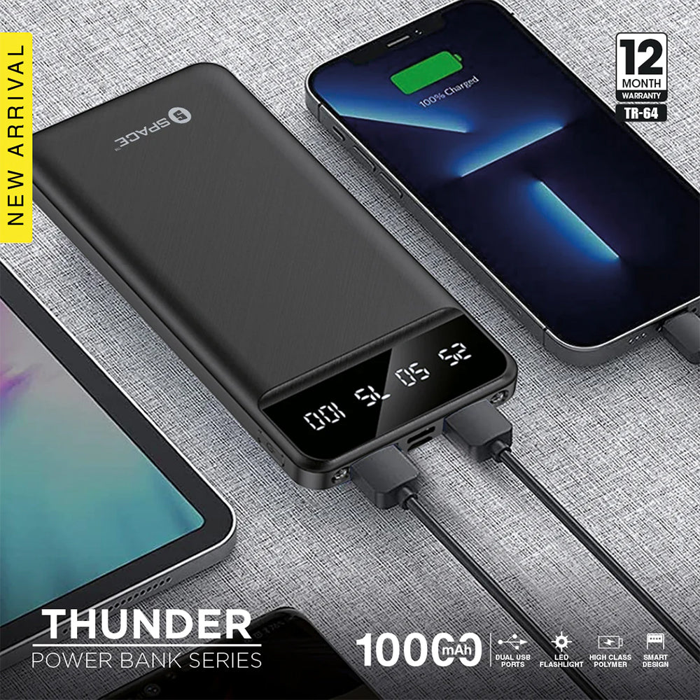 Space Power Bank Thunder Tr-64 - Black, Power Bank, Space, Chase Value