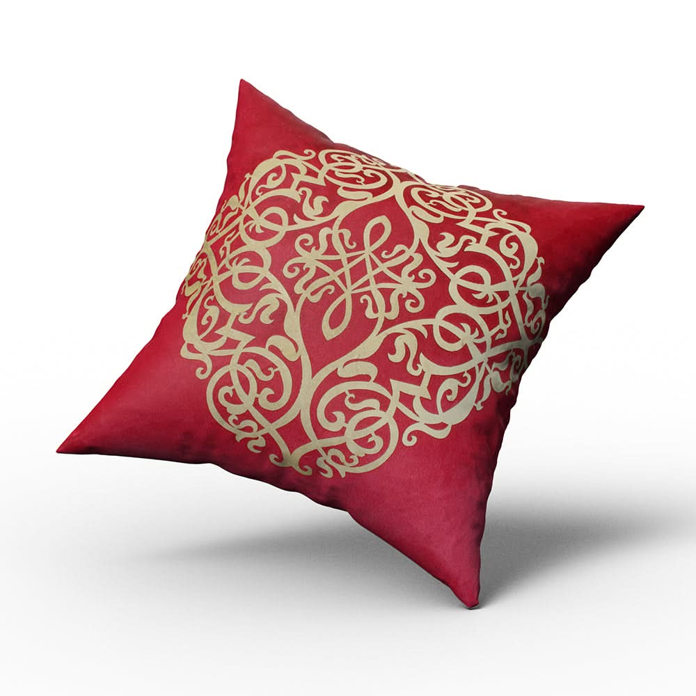 Golden Print Cushion - Maroon, Cushions & Pillows, Chase Value, Chase Value