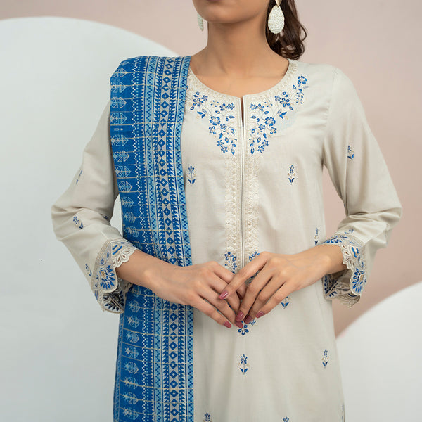 Anmaol Printed Embroidered Unstitched 3pcs Suit - 1013