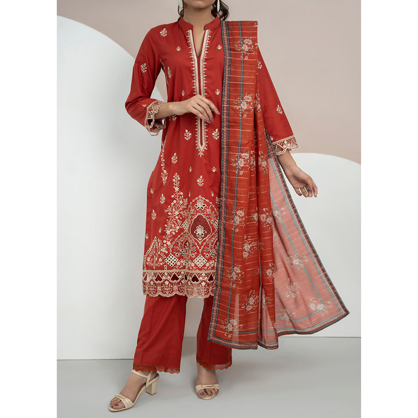 Anmaol Printed Embroidered Unstitched 3pcs Suit - 1017