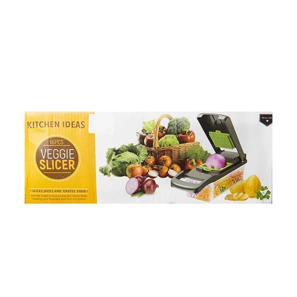 Kitchen Ideas Veggie Slicer 16 Pcs - Grey, Knives & Cutting Board, Chase Value, Chase Value