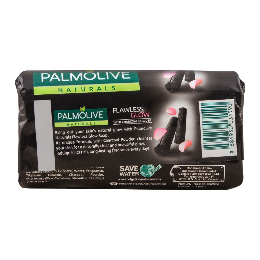 Palmolive Naturals Flawless Glow Soap, With Charcoal Powder, 145g, Soaps, Palmolive, Chase Value