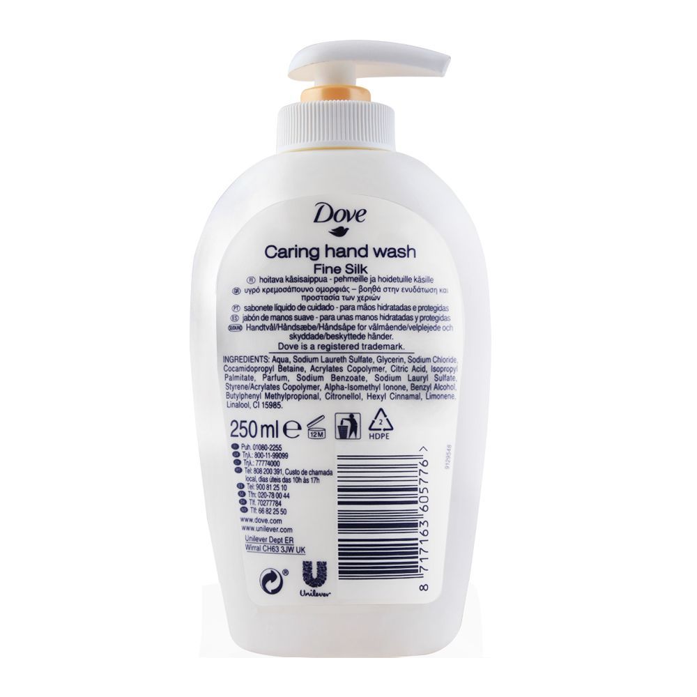 Dove Caring Hand Wash, Fine Silk, 250ml, Hand Wash, Dove, Chase Value