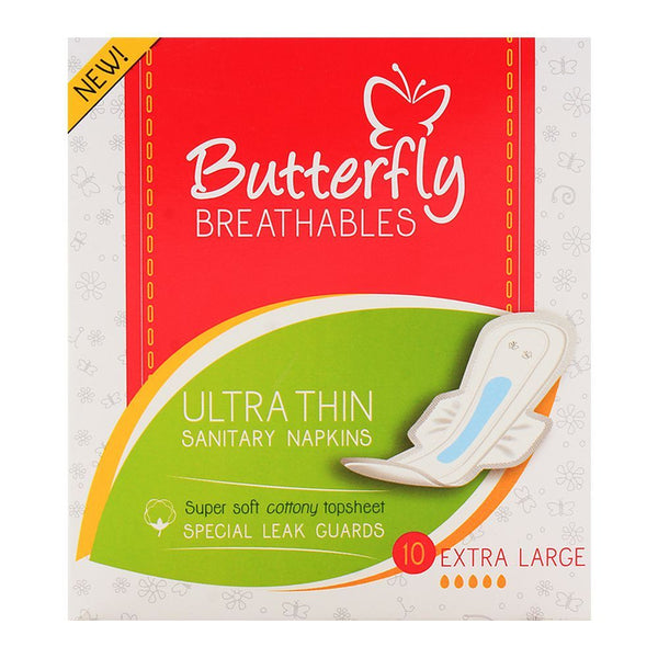 Butterfly Breathables Ultra Thin Extra Large 10-Pack, Sanitory Napkins, Butterfly, Chase Value