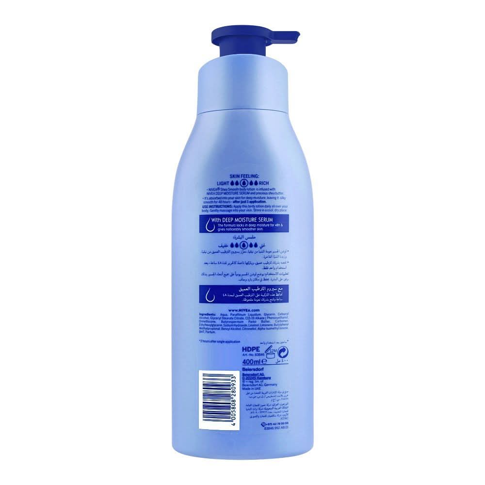 Nivea Shea Smooth Dry Skin Body Lotion, With Deep Moisture Serum, 400ml, Beauty & Personal Care, Lotion & Cream, Nivea, Chase Value