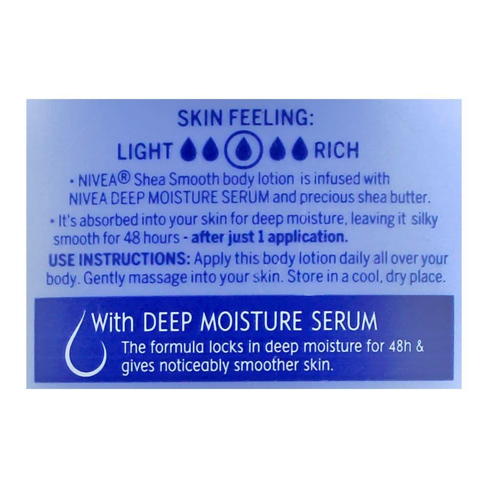 Nivea Shea Smooth Dry Skin Body Lotion, With Deep Moisture Serum, 400ml, Beauty & Personal Care, Lotion & Cream, Nivea, Chase Value