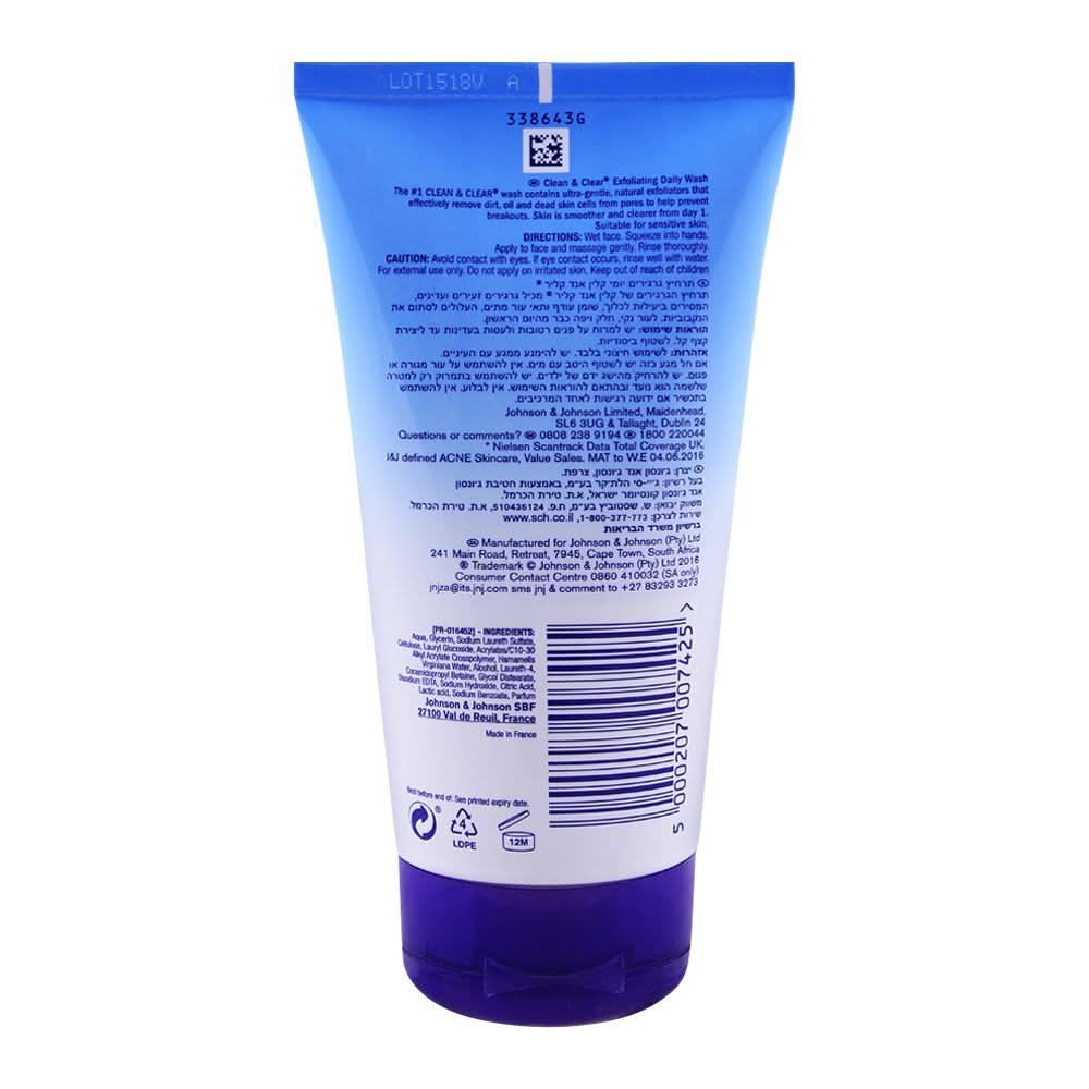 Clean & Clear Exfoliating Daily Wash, Oil Free, 150ml, Face Washes, Clean & Clear, Chase Value