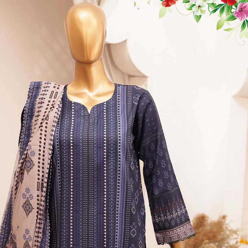 Shibra Printed Lawn Unstitched 3Pcs Suit - 1, Women, 3Pcs Shalwar Suit, Leeds Textile, Chase Value