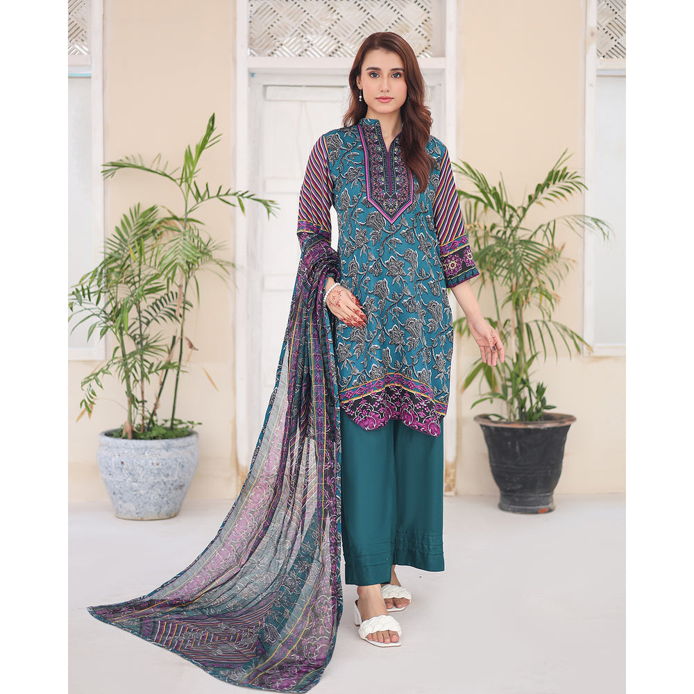 Laiba By SN Cloth Printed Unstitched 3 Pcs Suit - 16, Women, 3Pcs Shalwar Suit, SN Cloth, Chase Value