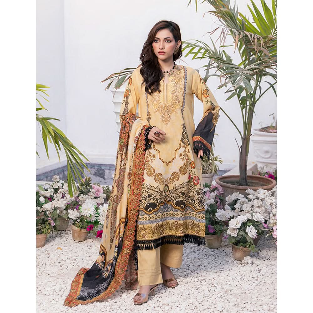 Janan Printed Lawn Embroidered  Suit 3Pcs with Cut Work Dupatta - 5, Women, 3Pcs Shalwar Suit, Zesh Textile, Chase Value