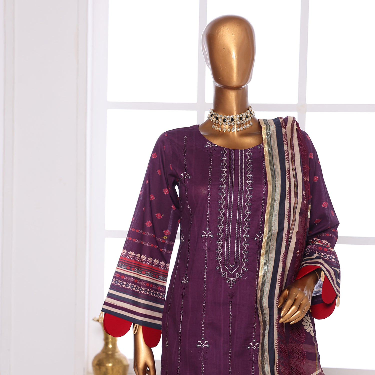 Needle Wonder By Dr. Haris Printed & Embroidered Lawn Unstitched 3Pcs Suit - 7, Women, 3Pcs Shalwar Suit, MI Creation, Chase Value