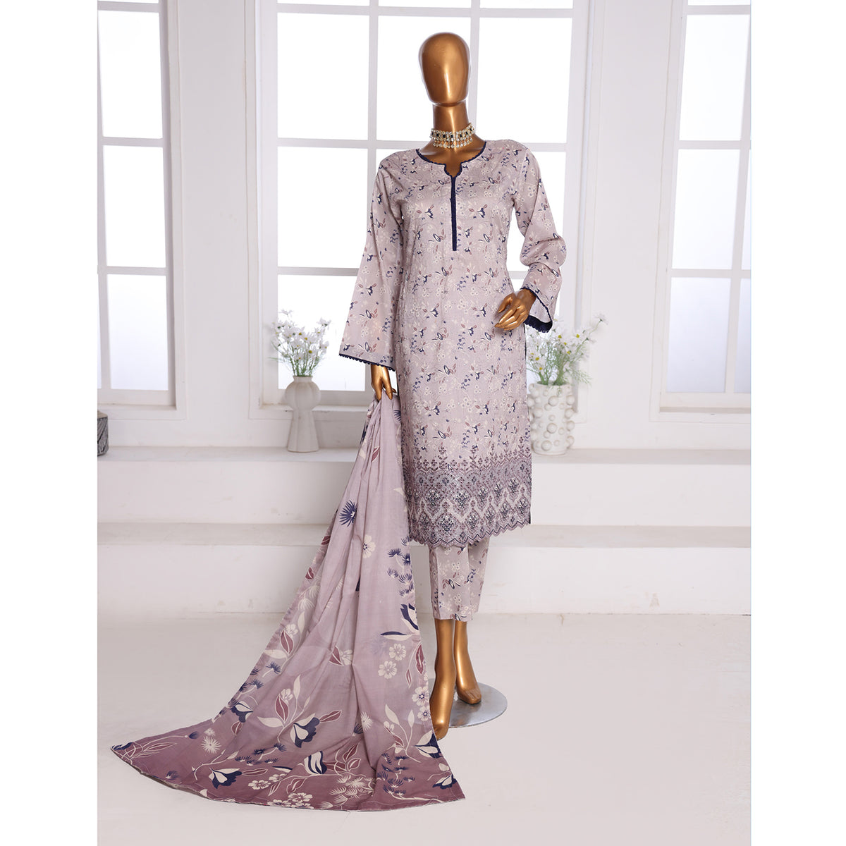 3D Daman kari By MI Creation Printed Lawn With Embroidered Unstitched 3Pcs Suit - 2, Women, 3Pcs Shalwar Suit, MI Creation, Chase Value