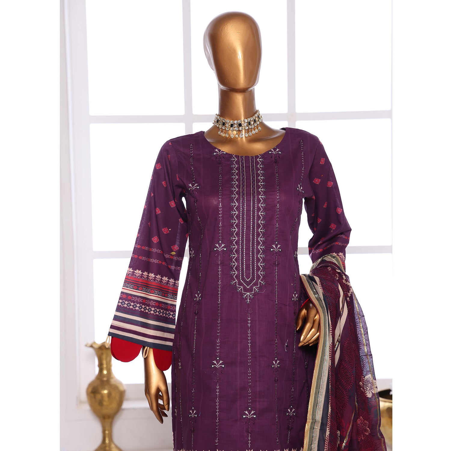 Needle Wonder By Dr. Haris Printed & Embroidered Lawn Unstitched 3Pcs Suit - 7, Women, 3Pcs Shalwar Suit, MI Creation, Chase Value