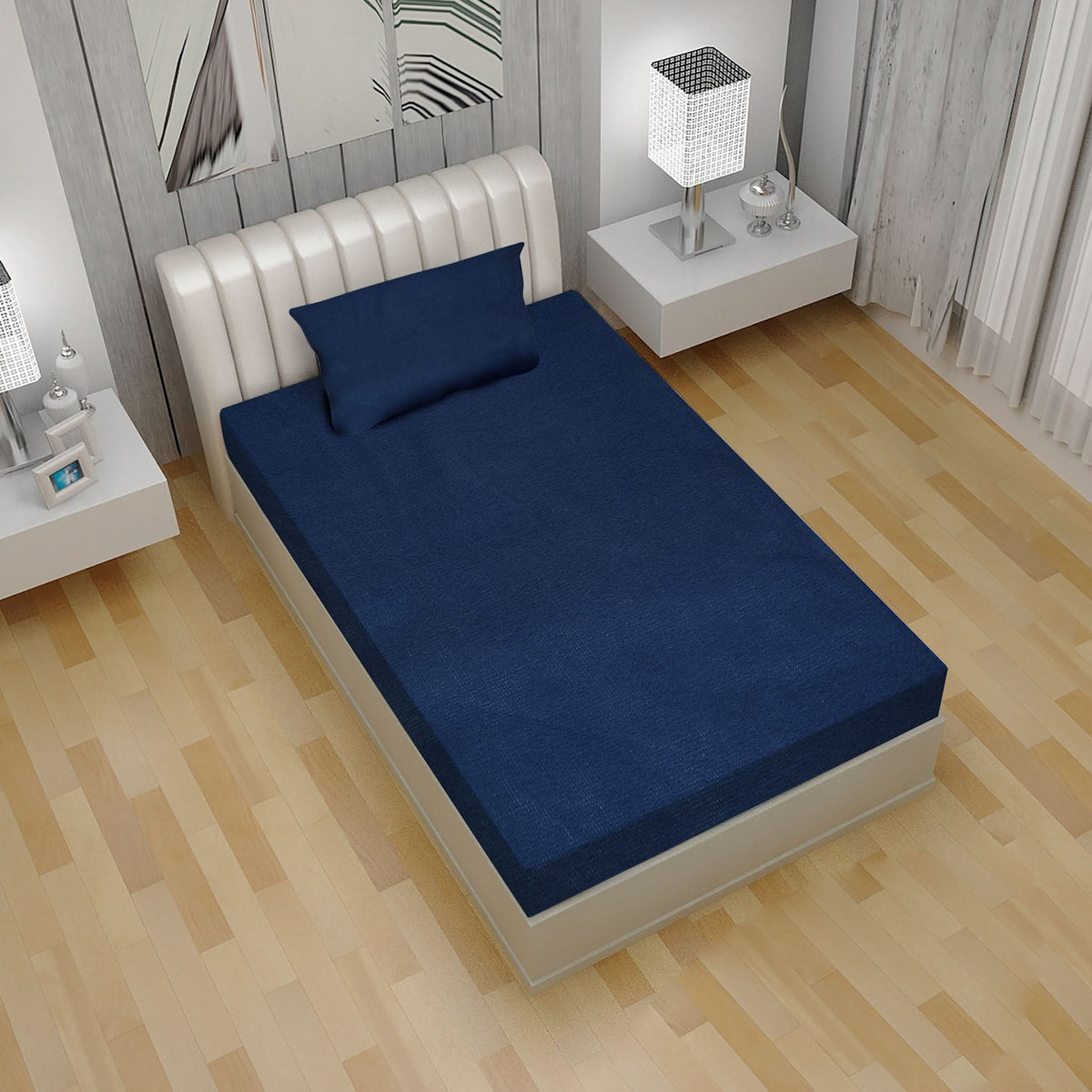 Single Terry Waterproof Mattress Protector 42X78" - Blue, Mattress Protector, Chase Value, Chase Value