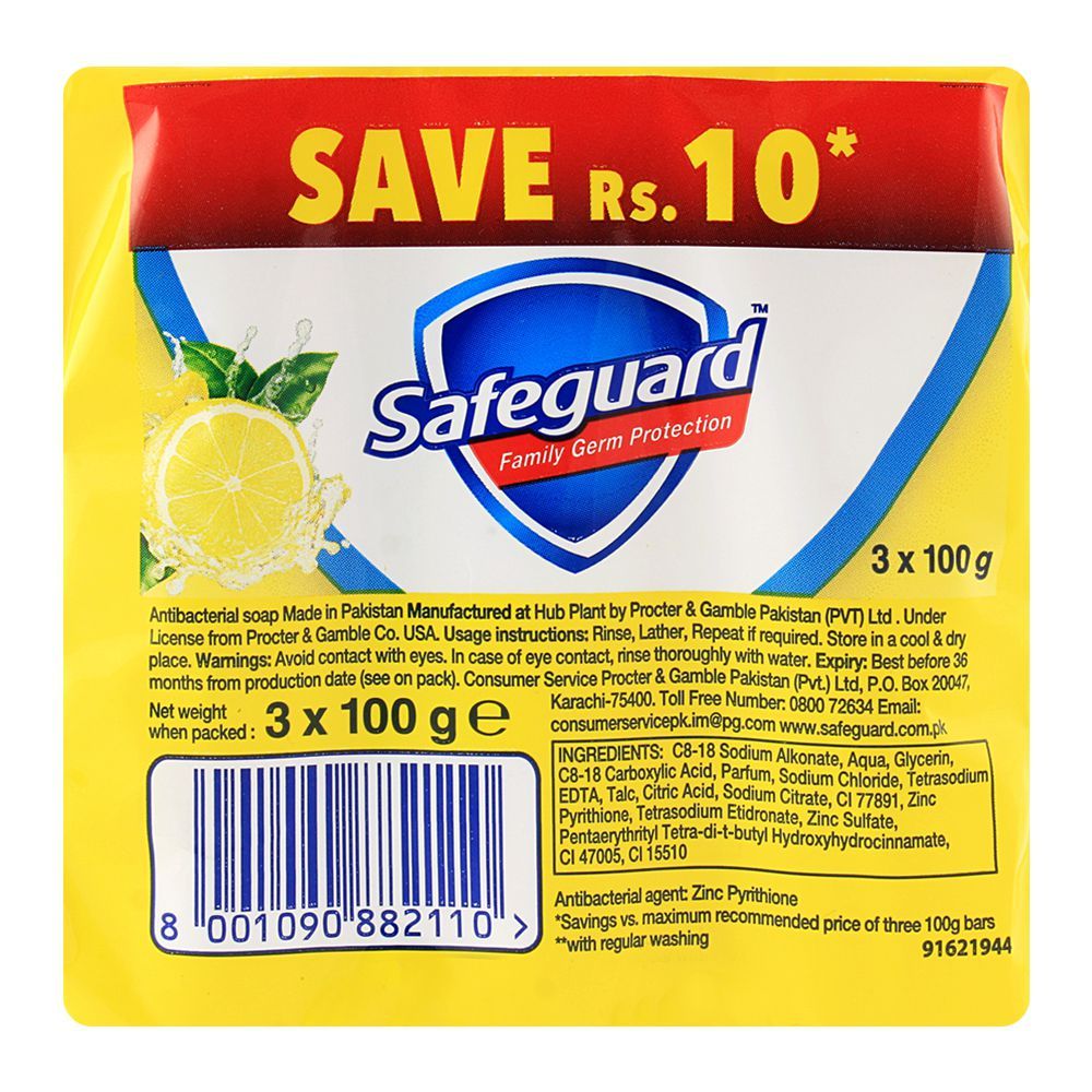 Safeguard Lemon Fresh Soap 3-Pack 100gm Value Pack, Soaps, Safeguard, Chase Value