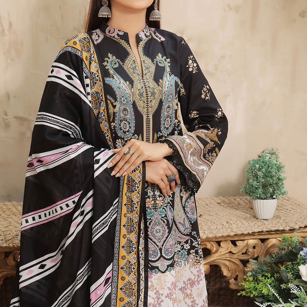 VS Malhar Cambric Printed Unstitched 3Pcs Suit V-1, Women, 3Pcs Shalwar Suit, VS Textiles, Chase Value